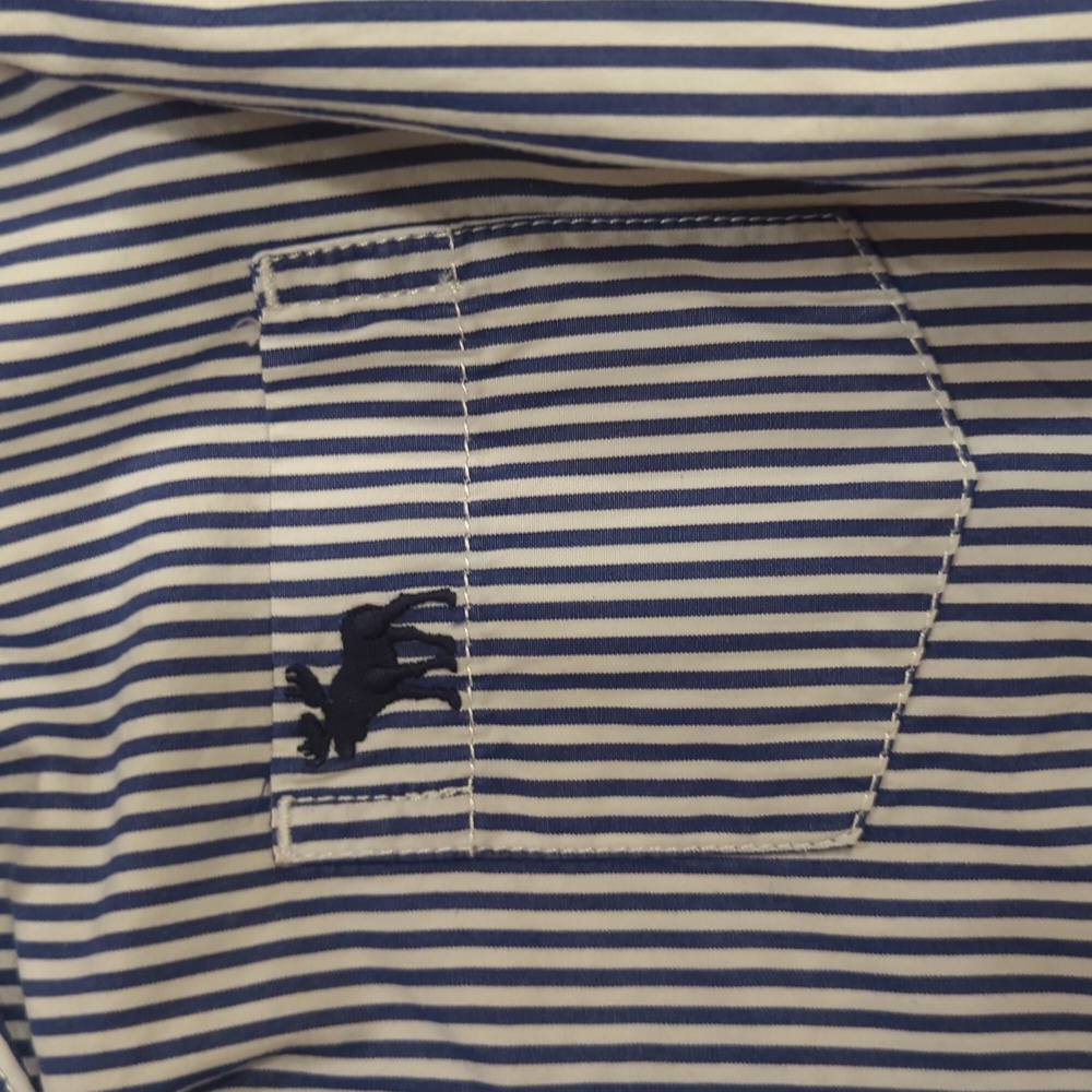 Two Girls Abercrombie Kids XL Button down Striped Shirts Navy Pink - Picture 3 of 5